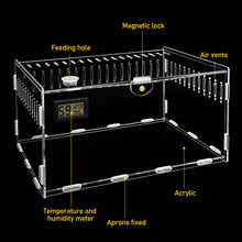 Load image into Gallery viewer, Transparent Acrylic Reptile Box for Spiders Tortoise Lizard Breeding Insect Box Vents Sliding Small Pet