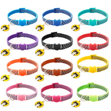 Load image into Gallery viewer, Reflective Pet Collars Grid Adjustable Nylon Buckles Check Plaid Pet Dog Collar Cat Head Pattern Pendant Pet Accessories