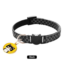 Load image into Gallery viewer, Reflective Pet Collars Grid Adjustable Nylon Buckles Check Plaid Pet Dog Collar Cat Head Pattern Pendant Pet Accessories