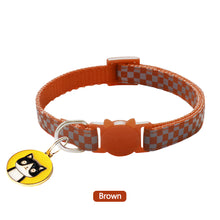 Load image into Gallery viewer, Reflective Pet Collars Grid Adjustable Nylon Buckles Check Plaid Pet Dog Collar Cat Head Pattern Pendant Pet Accessories