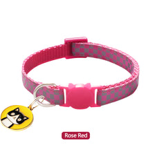 Load image into Gallery viewer, Reflective Pet Collars Grid Adjustable Nylon Buckles Check Plaid Pet Dog Collar Cat Head Pattern Pendant Pet Accessories