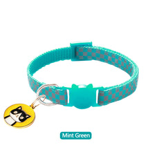 Load image into Gallery viewer, Reflective Pet Collars Grid Adjustable Nylon Buckles Check Plaid Pet Dog Collar Cat Head Pattern Pendant Pet Accessories