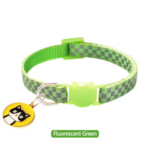 Load image into Gallery viewer, Reflective Pet Collars Grid Adjustable Nylon Buckles Check Plaid Pet Dog Collar Cat Head Pattern Pendant Pet Accessories
