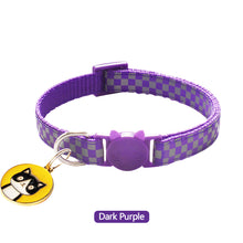 Load image into Gallery viewer, Reflective Pet Collars Grid Adjustable Nylon Buckles Check Plaid Pet Dog Collar Cat Head Pattern Pendant Pet Accessories