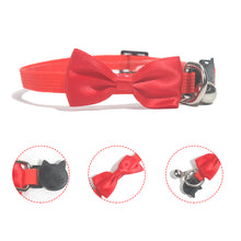 Load image into Gallery viewer, Solid Color Soft Pet Cat Collar Bow Tie Nylon Bell Collar For Cats Puppy Pet Supplies Bowknot Cat Collar 21-34cm Adjustable