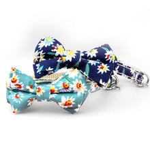 Load image into Gallery viewer, Lovely Daisy Sunflower Print Fabric Cotton Polyester Pet Dog Cat Collar Bow Tie Blue Pink Bowknot Cute for Small Middle Dog Cats