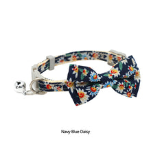 Load image into Gallery viewer, Lovely Daisy Sunflower Print Fabric Cotton Polyester Pet Dog Cat Collar Bow Tie Blue Pink Bowknot Cute for Small Middle Dog Cats