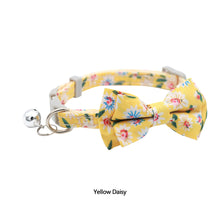 Load image into Gallery viewer, Lovely Daisy Sunflower Print Fabric Cotton Polyester Pet Dog Cat Collar Bow Tie Blue Pink Bowknot Cute for Small Middle Dog Cats