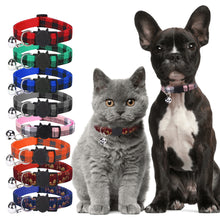 Load image into Gallery viewer, Pet Cat Dog Safety Plaid Cat Collar Buckles With Bell Adjustable Cat Buckle Collars Suitable Kitten Puppy Accessories Supplies