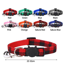 Load image into Gallery viewer, Pet Cat Dog Safety Plaid Cat Collar Buckles With Bell Adjustable Cat Buckle Collars Suitable Kitten Puppy Accessories Supplies