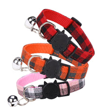 Load image into Gallery viewer, Pet Cat Dog Safety Plaid Cat Collar Buckles With Bell Adjustable Cat Buckle Collars Suitable Kitten Puppy Accessories Supplies
