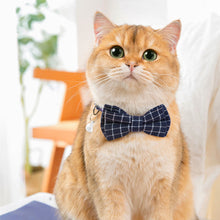 Load image into Gallery viewer, British Style Plaid Pet Cat Collar Buckle Puppy Bow Tie Adjustable Pet Kitten Rabbit Chihuahua Necklace Bowknot Kitty Collars