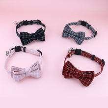 Load image into Gallery viewer, British Style Plaid Pet Cat Collar Buckle Puppy Bow Tie Adjustable Pet Kitten Rabbit Chihuahua Necklace Bowknot Kitty Collars