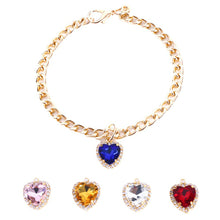 Load image into Gallery viewer, Heart Shape Diamond Inlaid Pet Cat Collar Pets Shiny Crystal Collars Footprints Accessories For Kitten Dog Collar Cat Necklace