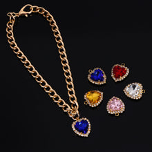 Load image into Gallery viewer, Heart Shape Diamond Inlaid Pet Cat Collar Pets Shiny Crystal Collars Footprints Accessories For Kitten Dog Collar Cat Necklace