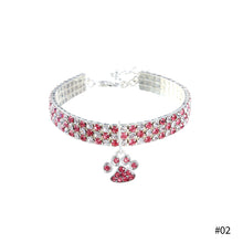 Load image into Gallery viewer, 20-35cm Diamond Inlaid Pet Cat Collar Pets Shiny Crystal Elastic cats Collars Footprints Accessories For Kitten Dog Collar Cat Necklace
