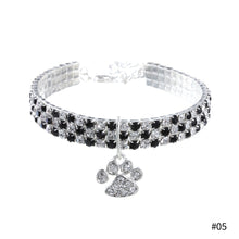 Load image into Gallery viewer, 20-35cm Diamond Inlaid Pet Cat Collar Pets Shiny Crystal Elastic cats Collars Footprints Accessories For Kitten Dog Collar Cat Necklace