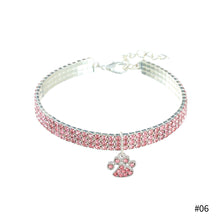 Load image into Gallery viewer, 20-35cm Diamond Inlaid Pet Cat Collar Pets Shiny Crystal Elastic cats Collars Footprints Accessories For Kitten Dog Collar Cat Necklace
