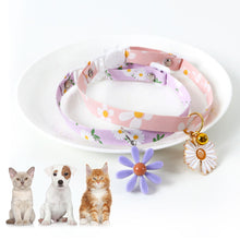 Load image into Gallery viewer, Adjustable Pet Cat Collar Daisy Flower Pattern With Hollow Bell Collar Dog Necklace for Small Middle Dog Cats Rabbits