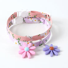 Load image into Gallery viewer, Adjustable Pet Cat Collar Daisy Flower Pattern With Hollow Bell Collar Dog Necklace for Small Middle Dog Cats Rabbits