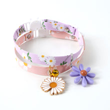 Load image into Gallery viewer, Adjustable Pet Cat Collar Daisy Flower Pattern With Hollow Bell Collar Dog Necklace for Small Middle Dog Cats Rabbits