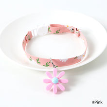 Load image into Gallery viewer, Adjustable Pet Cat Collar Daisy Flower Pattern With Hollow Bell Collar Dog Necklace for Small Middle Dog Cats Rabbits