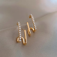 Load image into Gallery viewer, Irregular U-shaped Gold Earrings Design Woman Elegant Gold Rhinestones Ear Stud Fashion Party Girls Jewelry Accessories