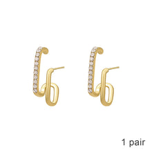 Load image into Gallery viewer, Irregular U-shaped Gold Earrings Design Woman Elegant Gold Rhinestones Ear Stud Fashion Party Girls Jewelry Accessories