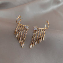 Load image into Gallery viewer, Unusual Ear Clip Tassel Dangle Ear Stud Fashion Gold Zircon Women Girl Earring Luxury Party Elegant Sexy Accessories Jewelry