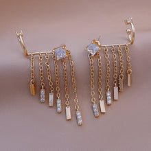 Load image into Gallery viewer, Unusual Ear Clip Tassel Dangle Ear Stud Fashion Gold Zircon Women Girl Earring Luxury Party Elegant Sexy Accessories Jewelry