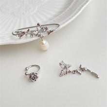 Load image into Gallery viewer, 3pcs/set Fashion Design Zircon Butterfly Ear Bones Clip Silver Earrings Women Elegant Pearl No Piercing Cartilage Ear Jewelry