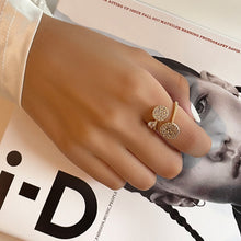 Load image into Gallery viewer, Fashion Exquisite Adjustable Geometric Round Finger Ring Gold Women Girl Temperament Simple Zircon Versatile Open Ring Jewelry