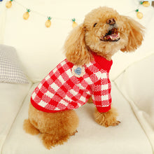 Load image into Gallery viewer, Autumn and Winter Pet Warm Fleece Flower Plaid Sweater Puppy Dog Cat Soft Coat Shirt Jacket Teddy Bichon Pomeranian Schnauze Dog Clothes