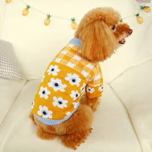 Load image into Gallery viewer, Autumn and Winter Pet Warm Fleece Flower Plaid Sweater Puppy Dog Cat Soft Coat Shirt Jacket Teddy Bichon Pomeranian Schnauze Dog Clothes