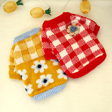 Load image into Gallery viewer, Autumn and Winter Pet Warm Fleece Flower Plaid Sweater Puppy Dog Cat Soft Coat Shirt Jacket Teddy Bichon Pomeranian Schnauze Dog Clothes