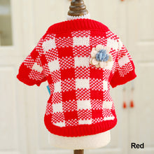 Load image into Gallery viewer, Autumn and Winter Pet Warm Fleece Flower Plaid Sweater Puppy Dog Cat Soft Coat Shirt Jacket Teddy Bichon Pomeranian Schnauze Dog Clothes