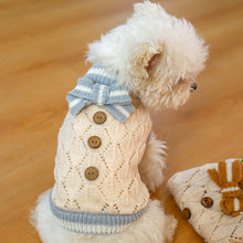 Load image into Gallery viewer, Autumn and Winter Pet Warm Fleece Hollow Knitted Bow Sweater Puppy Dog Cat Soft Coat Shirt Jacket Teddy Bichon Pomeranian Schnauze Dog Clothes