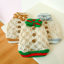 Load image into Gallery viewer, Autumn and Winter Pet Warm Fleece Hollow Knitted Bow Sweater Puppy Dog Cat Soft Coat Shirt Jacket Teddy Bichon Pomeranian Schnauze Dog Clothes