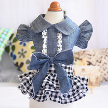Load image into Gallery viewer, Pet Denim Tutu Dress Dog Cat Spring Summer Cowboy Clothes For Dog Girls Small Medium Dog Puff Sleeve Bowknot Dress