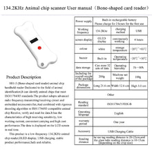 Load image into Gallery viewer, H01-5 OLED Display Screen 134.2KHz Animal Chip Pet Chip Scanner Handheld Reader Animal Identification Animal Chip Scanner