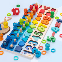 Load image into Gallery viewer, Kids Wooden Geometric Wooden Toys 3D Educational Math Fishing Count Numbers Digital Shape Match Board Early Education Child Gift Toy