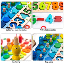 Load image into Gallery viewer, Kids Wooden Geometric Wooden Toys 3D Educational Math Fishing Count Numbers Digital Shape Match Board Early Education Child Gift Toy