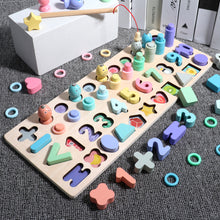 Load image into Gallery viewer, Kids Wooden Geometric Wooden Toys 3D Educational Math Fishing Count Numbers Digital Shape Match Board Early Education Child Gift Toy