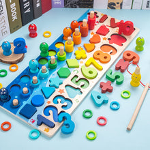 Load image into Gallery viewer, Kids Wooden Geometric Wooden Toys 3D Educational Math Fishing Count Numbers Digital Shape Match Board Early Education Child Gift Toy