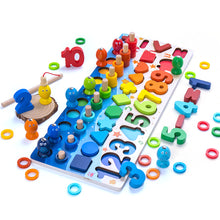 Load image into Gallery viewer, Kids Wooden Geometric Wooden Toys 3D Educational Math Fishing Count Numbers Digital Shape Match Board Early Education Child Gift Toy