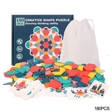 Load image into Gallery viewer, 180pcs Kids Wood Jigsaw Puzzle Board Game Baby Montessori Educational Learning Wooden Toys Children Geometric Shape 3D Puzzles