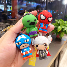 Load image into Gallery viewer, Marvel Super Hero Keychain Spiderman Captain America Iron Man Hulk Thor Keyrings Car Bag Backpack Pendant Key Chain Toy