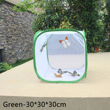 Load image into Gallery viewer, Green Collapsible Insect Cage Light Transmission Mesh Net Butterfly Habitat Cage Mantis Stick Grasshopper Seedling Insects Incubator Breeding Zipper Foldable Cages