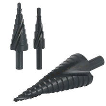 Load image into Gallery viewer, 3Pcs/Set 4-12mm 4-20mm 4-32mm HSS Cobalt Step Stepped Drill Bit Set Triangle Shank Hole Nitrogen High Speed Steel Spiral for Metal Cone Cutter Core Metal Drilling