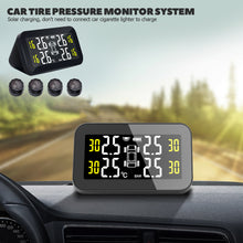 Load image into Gallery viewer, Car Tire Pressure Monitor System Wireless TPMS Solar Power Intelligent Adjustable LCD Screen 4 Tire Smart With Big Screen